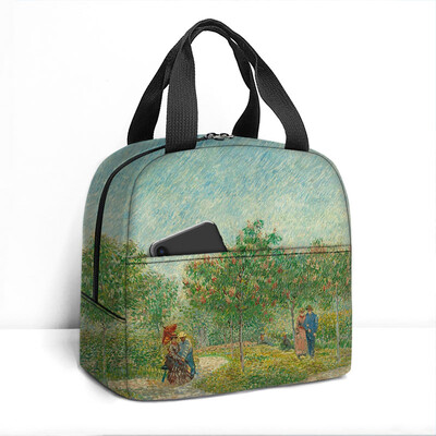 Van Gogo tapyba aliejiniais dažais izoliuotas pietų krepšys saulėgrąžų žvaigždėtas naktinis skeletas rankinė aušintuvas Maisto saugojimo maišeliai terminė pietų dėžutė