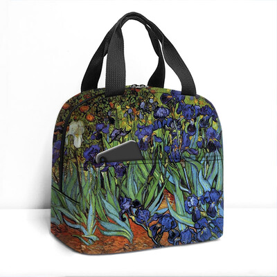 Van Gogo tapyba aliejiniais dažais izoliuotas pietų krepšys saulėgrąžų žvaigždėtas naktinis skeletas rankinė aušintuvas Maisto saugojimo maišeliai terminė pietų dėžutė