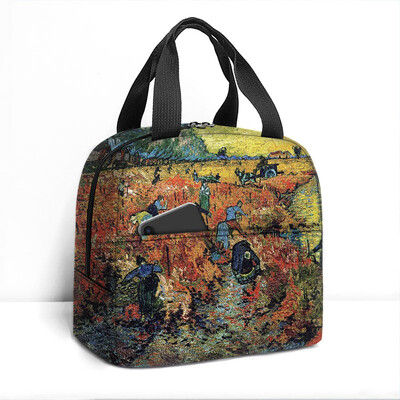 Van Gogo tapyba aliejiniais dažais izoliuotas pietų krepšys saulėgrąžų žvaigždėtas naktinis skeletas rankinė aušintuvas Maisto saugojimo maišeliai terminė pietų dėžutė