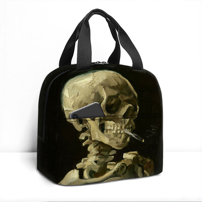 Van Gogo tapyba aliejiniais dažais izoliuotas pietų krepšys saulėgrąžų žvaigždėtas naktinis skeletas rankinė aušintuvas Maisto saugojimo maišeliai terminė pietų dėžutė