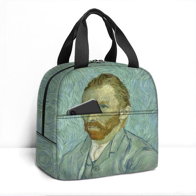 Van Gogo tapyba aliejiniais dažais izoliuotas pietų krepšys saulėgrąžų žvaigždėtas naktinis skeletas rankinė aušintuvas Maisto saugojimo maišeliai terminė pietų dėžutė