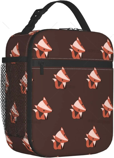 Aranyos Fox Wolf szigetelt ebédlőtáskák férfiaknak, nőknek, újrafelhasználható, hordozható termál ebédlődoboz zsebes hordtáskával hűtő piknik munka