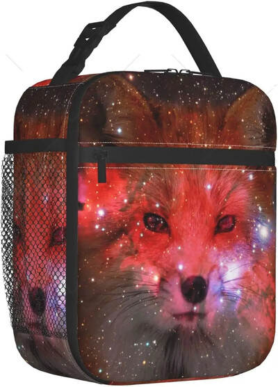 Aranyos Fox Wolf szigetelt ebédlőtáskák férfiaknak, nőknek, újrafelhasználható, hordozható termál ebédlődoboz zsebes hordtáskával hűtő piknik munka