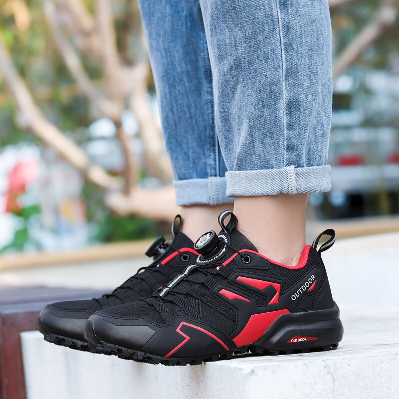 Oriģinālie vīriešu pārgājienu apavi Elpojošs sieta vīriešu kedas Vieglas āra skriešanas sporta velosipēda slēdzenes apavi Vīriešu kempinga pārgājieni