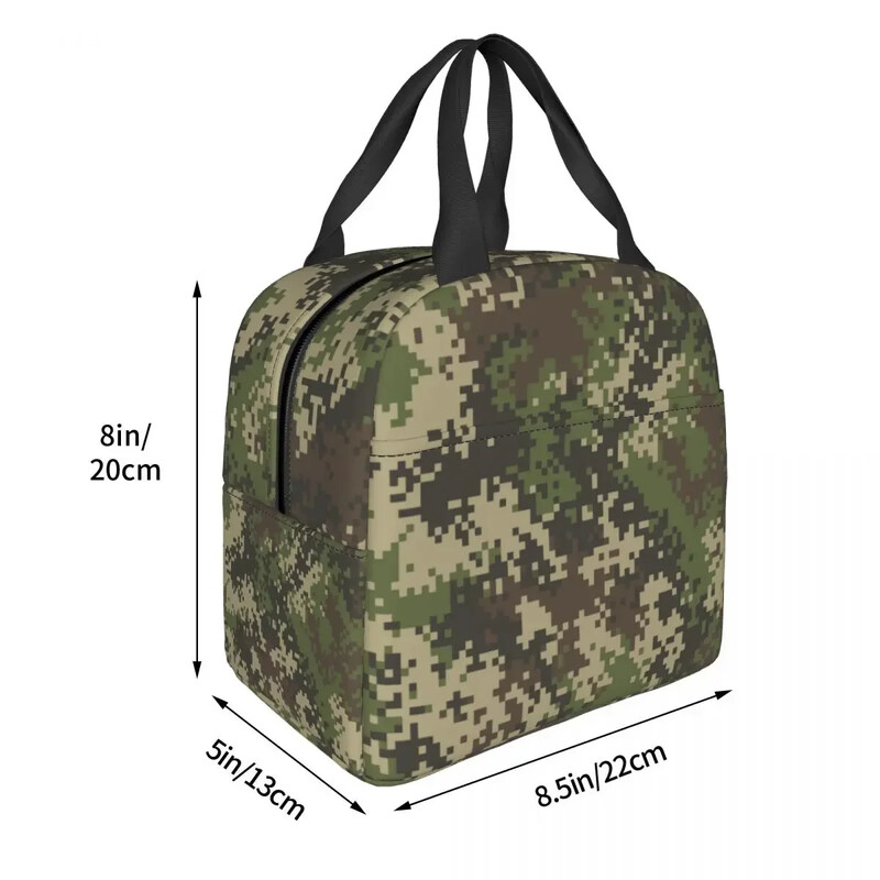 Kamufliažiniai armijos pietų krepšiai, nešiojami izoliuoti Oksfordo aušintuvai karinio modelio terminio maisto pikniko pietų dėžutė moterims mergaitei