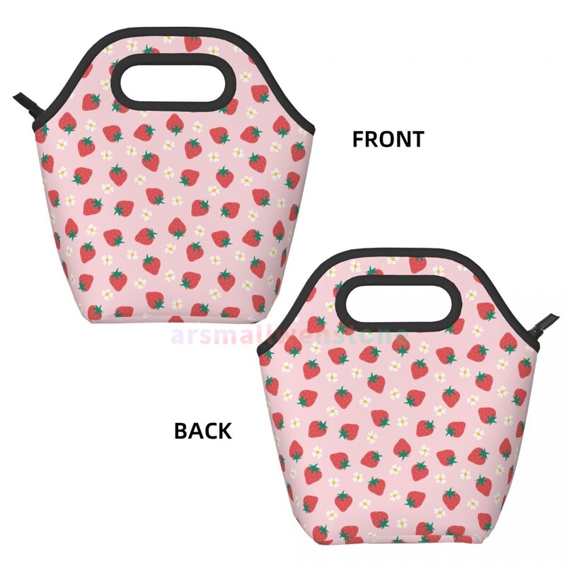 Zemeņu izolēta pusdienu soma rokassomu pārtikas konteinera dzesēšanas maisiņš pludmales skolas darba birojam