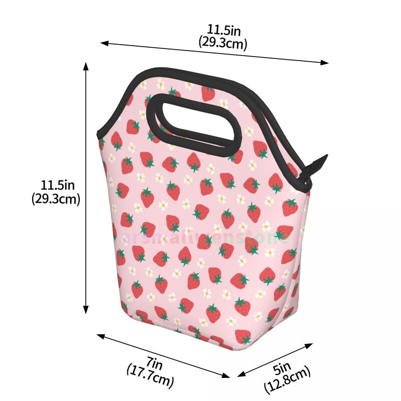 Zemeņu izolēta pusdienu soma rokassomu pārtikas konteinera dzesēšanas maisiņš pludmales skolas darba birojam