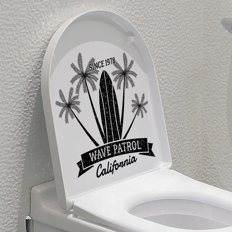 Jauna CH33553 pludmales kokosriekstu koka sienas uzlīme personalizēta radoši vannas istabas tualetes uzlīme ūdensizturīga sienas uzlīme