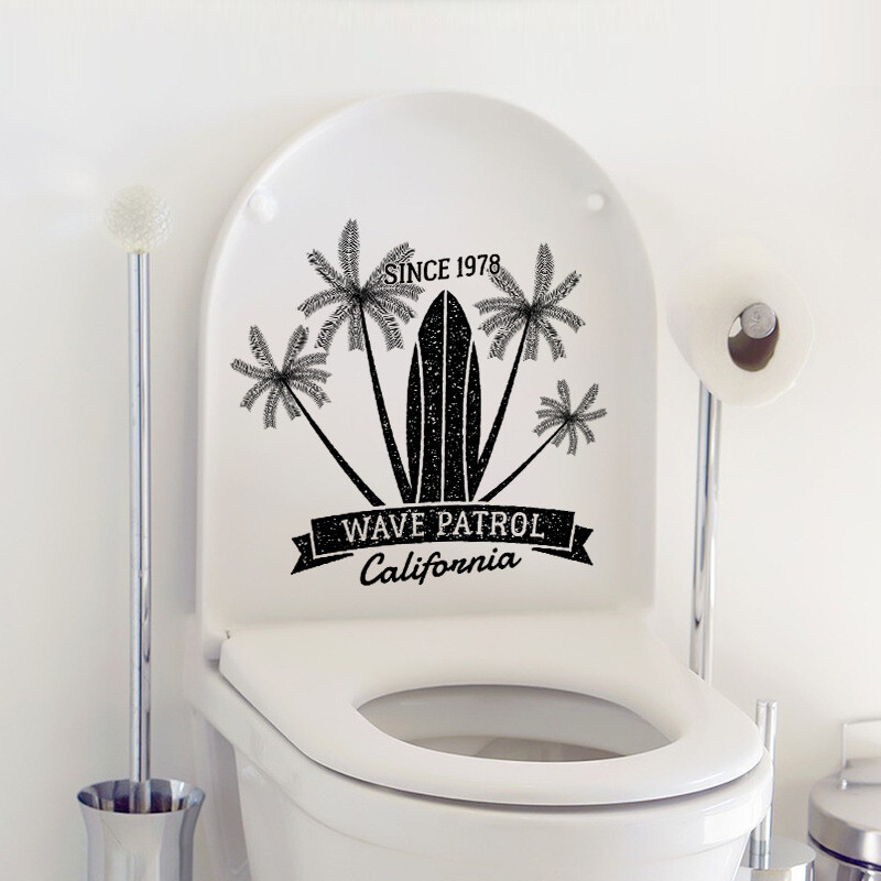 Jauna CH33553 pludmales kokosriekstu koka sienas uzlīme personalizēta radoši vannas istabas tualetes uzlīme ūdensizturīga sienas uzlīme