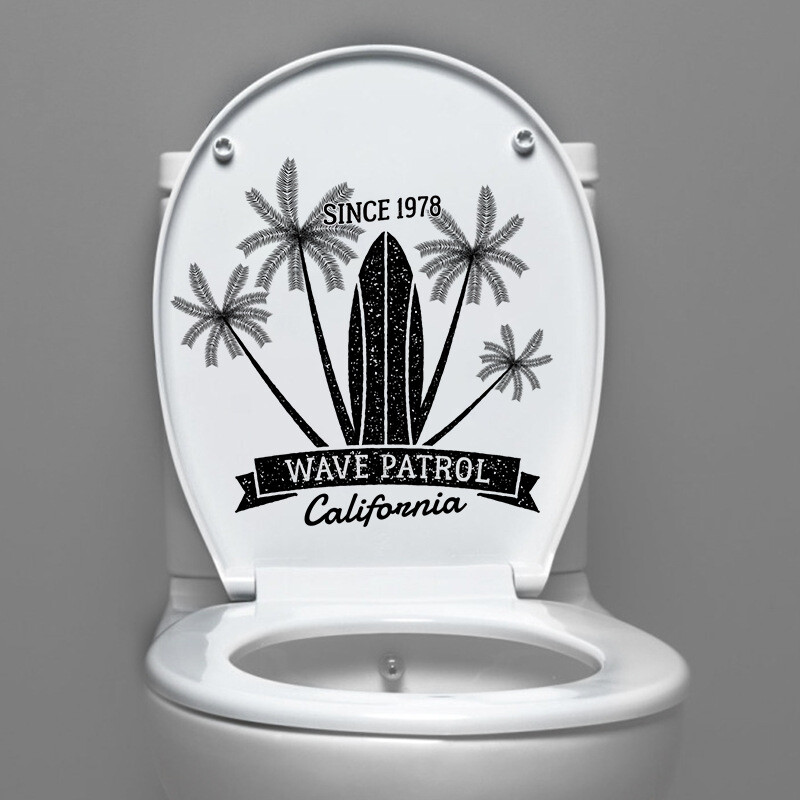 Jauna CH33553 pludmales kokosriekstu koka sienas uzlīme personalizēta radoši vannas istabas tualetes uzlīme ūdensizturīga sienas uzlīme