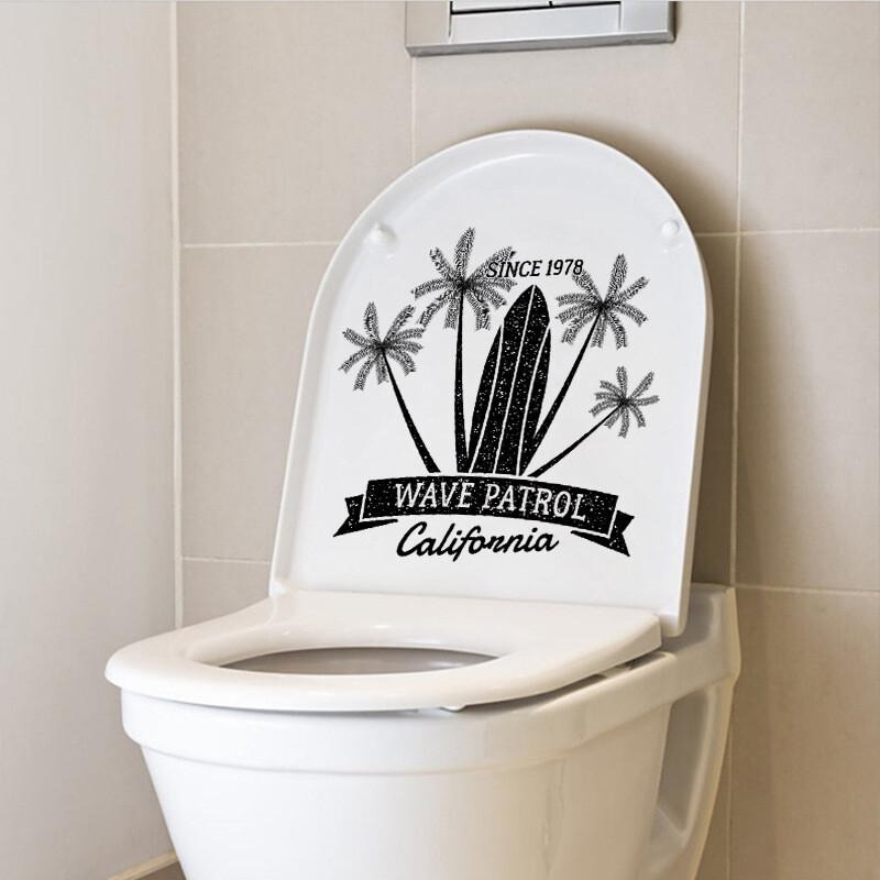 Jauna CH33553 pludmales kokosriekstu koka sienas uzlīme personalizēta radoši vannas istabas tualetes uzlīme ūdensizturīga sienas uzlīme