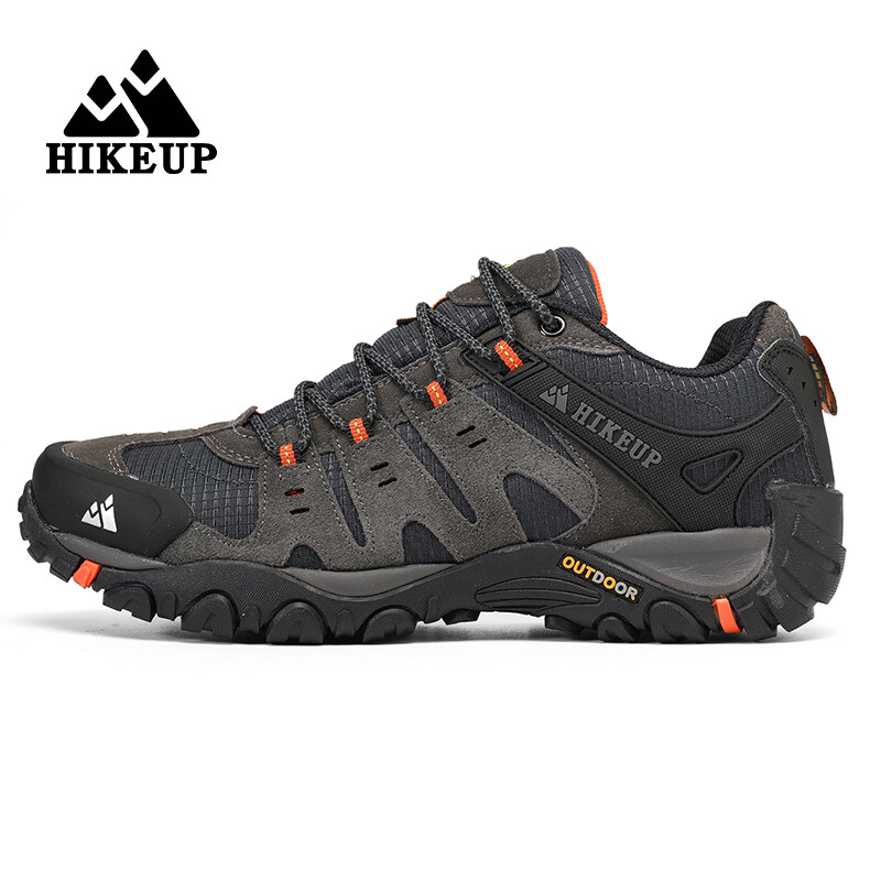 HIKEUP New Arrival bőr túracipők Kopásálló kültéri sport férfi cipők Fűzős férfi hegymászó túra vadászcipők