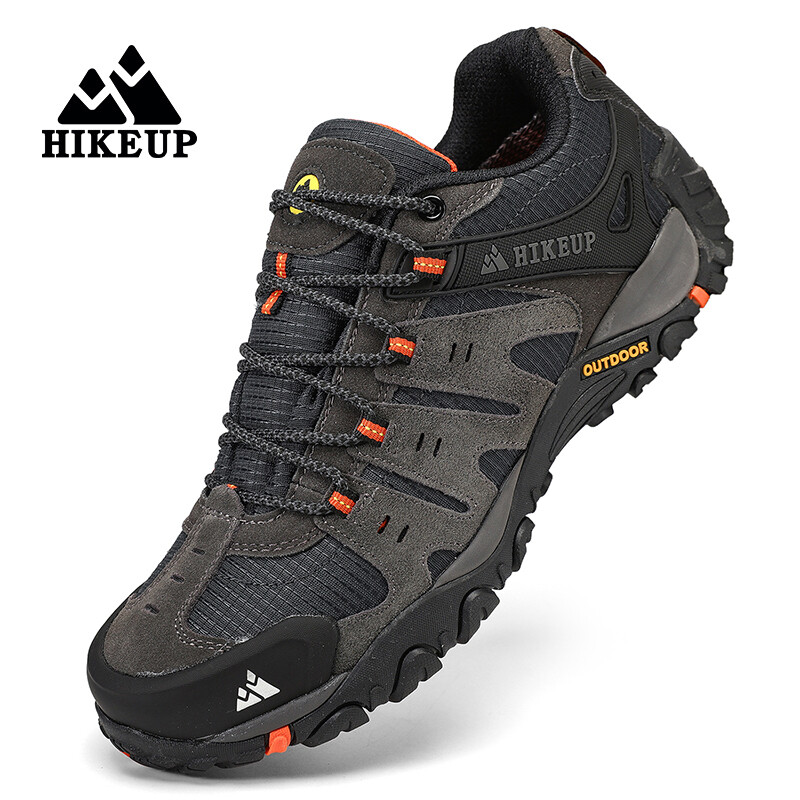 HIKEUP New Arrival bőr túracipők Kopásálló kültéri sport férfi cipők Fűzős férfi hegymászó túra vadászcipők