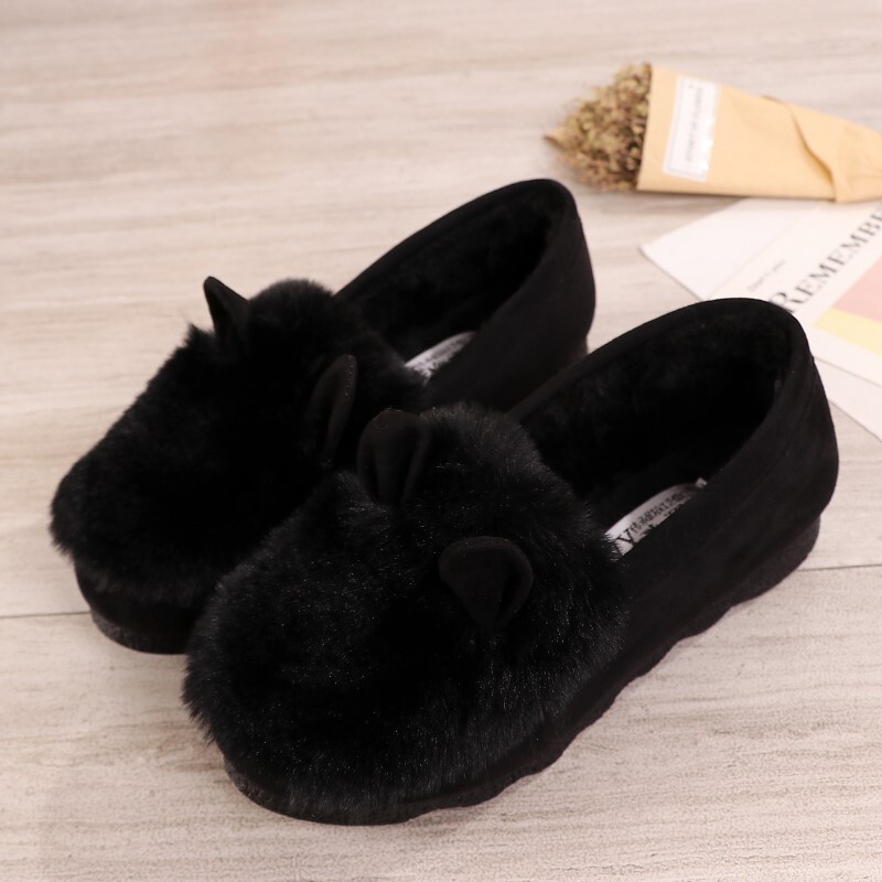 Moteriški triušio ausų odiniai batai plius šilti aksominiai kepuraitės batai 2024 m. Nauji universalūs moteriški plokščiapadžiai batai rudeniui ir žiemai