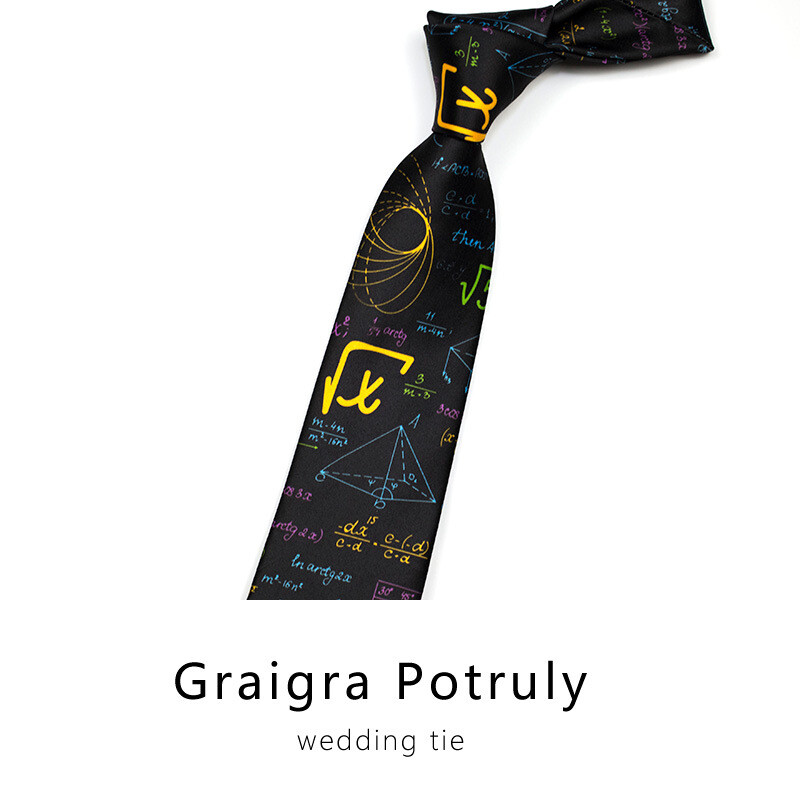 Matematikos kaklaraištis vyriška formulė geometrija skaičius chemija mokslas ir inžinerija miestelio stilius juokingas profesorius juoda kasdienė trupmena