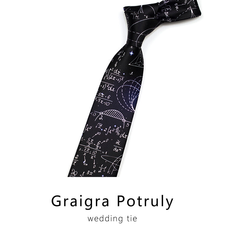 Matematikos kaklaraištis vyriška formulė geometrija skaičius chemija mokslas ir inžinerija miestelio stilius juokingas profesorius juoda kasdienė trupmena