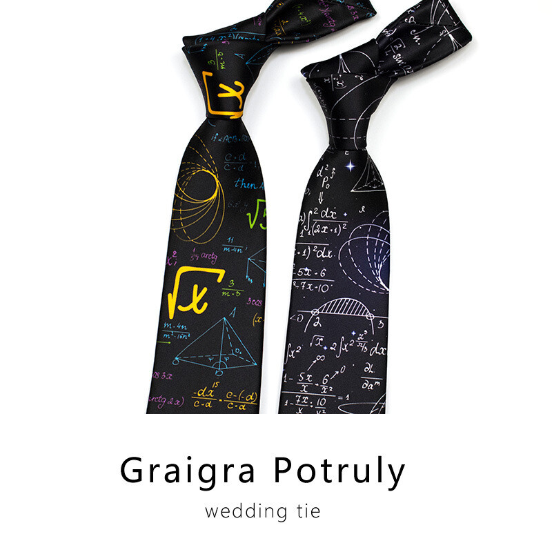 Matematikos kaklaraištis vyriška formulė geometrija skaičius chemija mokslas ir inžinerija miestelio stilius juokingas profesorius juoda kasdienė trupmena