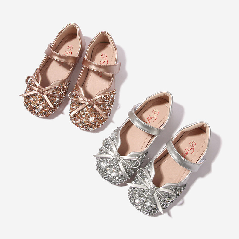 Mergaičių krištolo batai 2024 m. pavasaris ir ruduo Naujo stiliaus princesės Elsa batai Maži odiniai batai kūdikiams minkšto pado batai mažoms princesėms