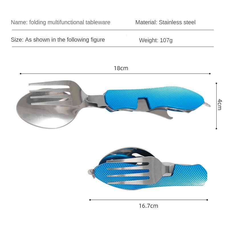 Geriausiai parduodami lauke nešiojami sulankstomi daugiafunkciniai indai iš nerūdijančio plieno šaukštas šakutė stovyklavimo virtuvė lauke Best
