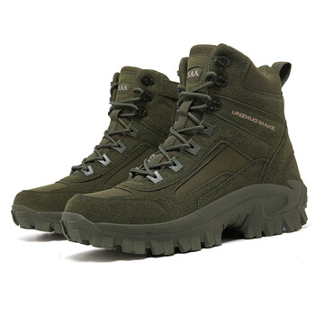 Menoutdoor Μπότες πεζοπορίας Desert Antislip and Warm shoes with Fleece Desert Boots Εξωτερικές μαύρες μπότες χιονιού με χοντρή σόλα