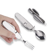 Daudzrīku pārnēsājama piknika nometne karote salokāma spork dakša galda piederumi galda trauki nazis galda piederumi pudeļu kārbu attaisāmais daudzfunkciju rīks āra