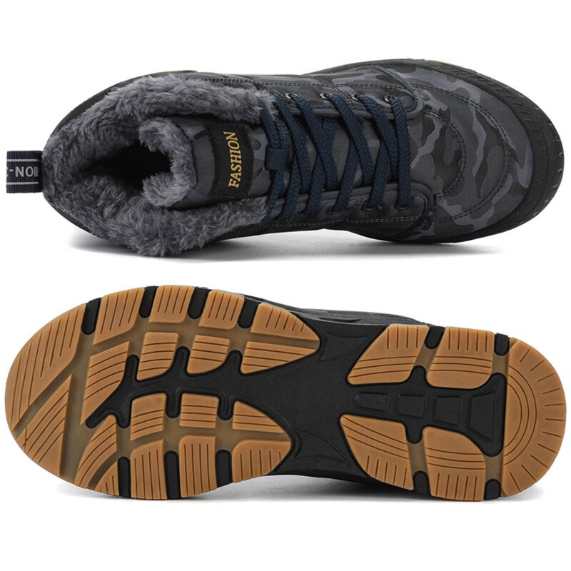 Vyriški žiemos žygių sniego batai, neslystantys, visiškai kailiu pamušti, laisvalaikio lengvi žygio batai
