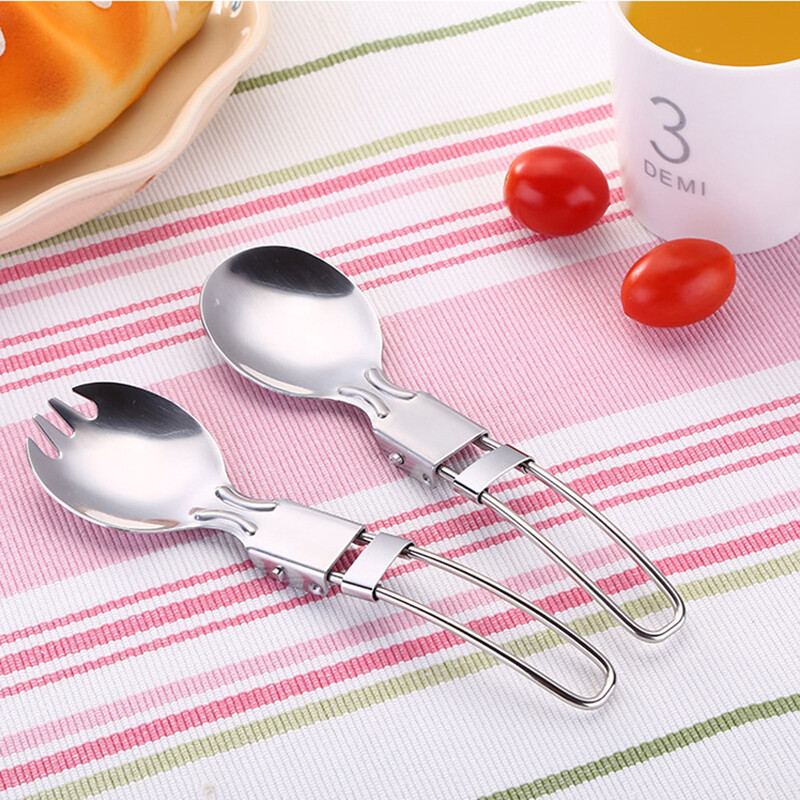 4 ks skladacích lyžíc z nehrdzavejúcej ocele na čaj, kemping, piknik, príbory, vidličky a prenosné príbory