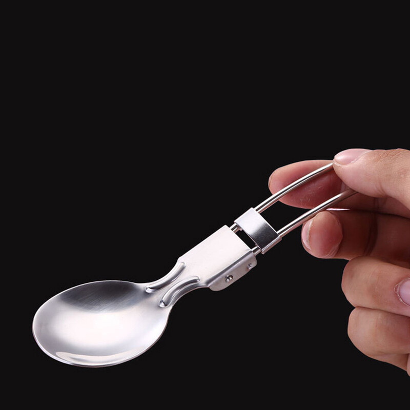 4 ks skladacích lyžíc z nehrdzavejúcej ocele na čaj, kemping, piknik, príbory, vidličky a prenosné príbory