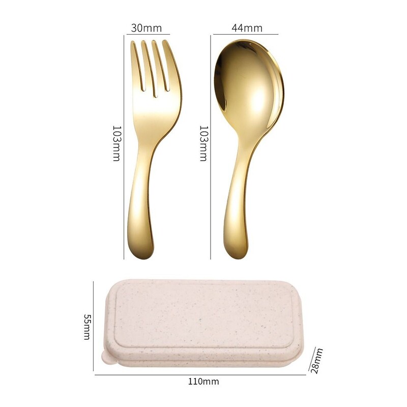 304 nerūdijančio plieno šaukštų šakių rinkinys Mini laikymo dėklas trumpos rankenos stalo reikmenys, maisto ruošimo reikmenys studentui