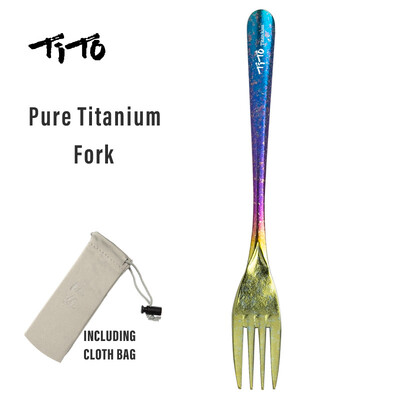 TiTo pur titan lingură furculiță set de veselă cutie de prânz portabilă în aer liber pentru camping betisoare pentru copii