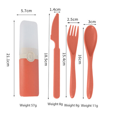 Set pribora za jelo od 4 komada Prijenosno posuđe za višekratnu upotrebu Žlica Nož Štapići Vilica Putovanje Piknik s kutijom za nošenje za studentski ured