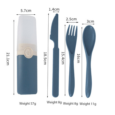 Set pribora za jelo od 4 komada Prijenosno posuđe za višekratnu upotrebu Žlica Nož Štapići Vilica Putovanje Piknik s kutijom za nošenje za studentski ured