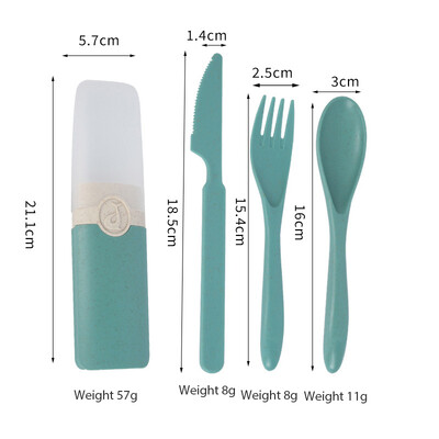 Set pribora za jelo od 4 komada Prijenosno posuđe za višekratnu upotrebu Žlica Nož Štapići Vilica Putovanje Piknik s kutijom za nošenje za studentski ured