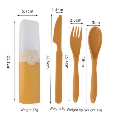 Set pribora za jelo od 4 komada Prijenosno posuđe za višekratnu upotrebu Žlica Nož Štapići Vilica Putovanje Piknik s kutijom za nošenje za studentski ured