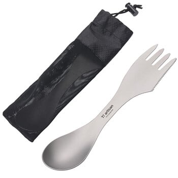 Camping Spork Combo Cutter Edge Hiking Ελαφρύ διχτυωτό σάκο εξωτερικού χώρου για πικ-νικ Φορητό πρακτικό κουτάλι Λειτουργικό