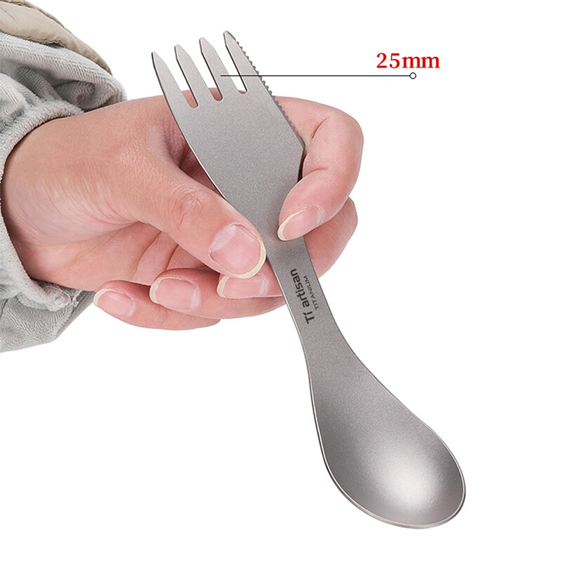 Kempovanie Spork Combo Cutter Edge Turistika Ľahká sieťovaná taška Vonkajší piknik Prenosná praktická lyžica Funkčná