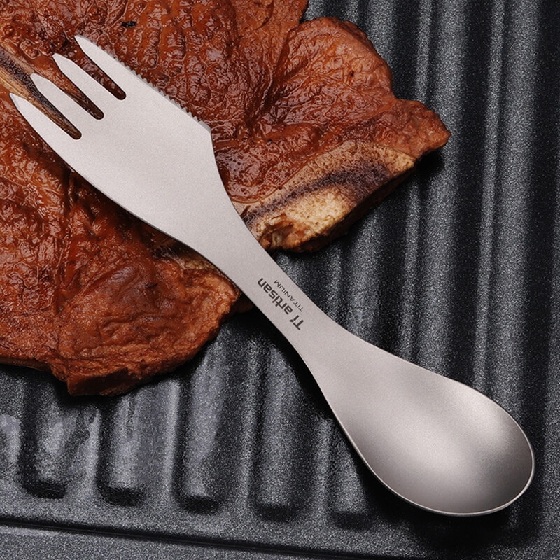 Kempovanie Spork Combo Cutter Edge Turistika Ľahká sieťovaná taška Vonkajší piknik Prenosná praktická lyžica Funkčná