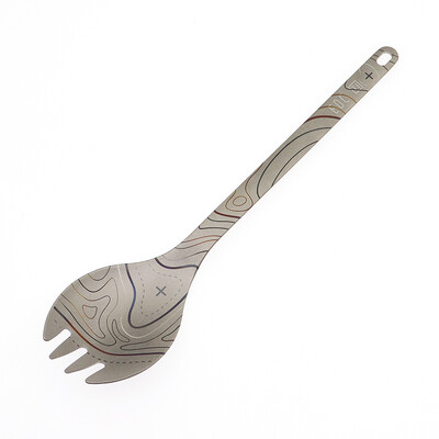 Spalvingo rašto lauko kempingo pikniko stalo reikmenys titano šakutė Šaukštas lauko stovyklavimo iškylai