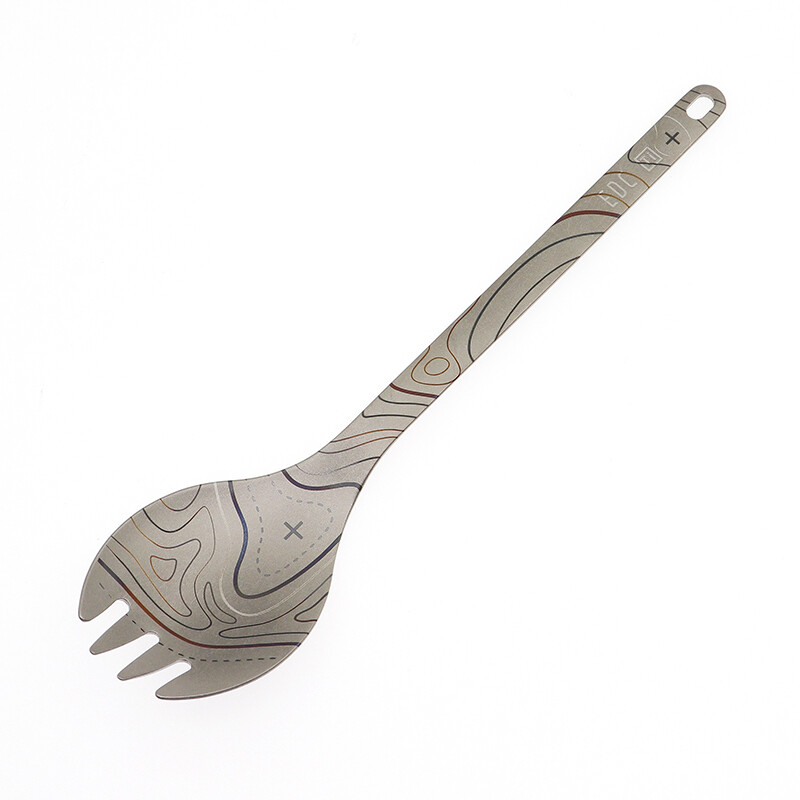 Spalvingo rašto lauko kempingo pikniko stalo reikmenys titano šakutė Šaukštas lauko stovyklavimo iškylai