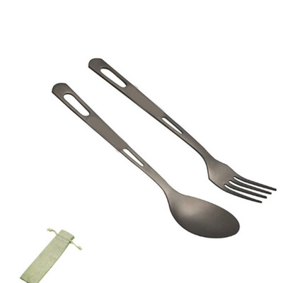 Gryno titano lauko alpinizmo iškylai kempingo nešiojamas peilis Lengvai plaunamas stalo reikmenų šakutė Šaukštas lazdelės matinis rinkinys