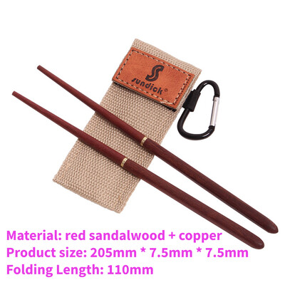 1 pora raudonmedžio sulankstomų lazdelių lauko stovyklai „Picnic Travel“ neslystantys stalo įrankiai, sulankstomi nerūdijančio plieno lazdelės