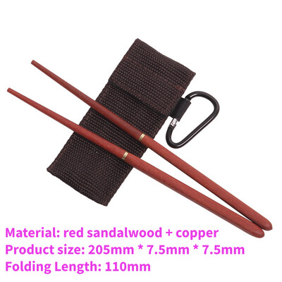 1 pora raudonmedžio sulankstomų lazdelių lauko stovyklai „Picnic Travel“ neslystantys stalo įrankiai, sulankstomi nerūdijančio plieno lazdelės