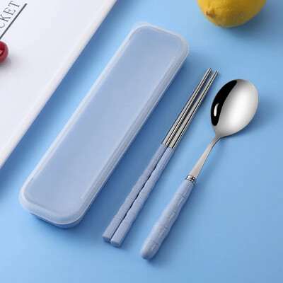 Lazdelės Šaukštai Nerūdijančio plieno nešiojamųjų stalo reikmenų rinkiniai studentams Trijų dalių vaikiškų šakučių rinkiniai Vieno biuro reikmenys