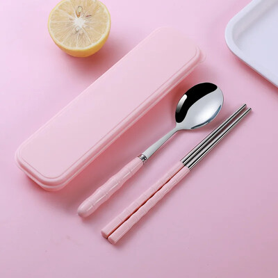 Lazdelės Šaukštai Nerūdijančio plieno nešiojamųjų stalo reikmenų rinkiniai studentams Trijų dalių vaikiškų šakučių rinkiniai Vieno biuro reikmenys