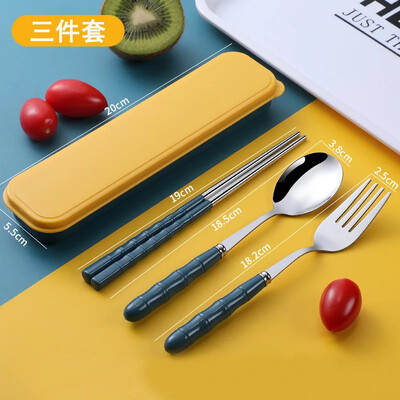 Lazdelės Šaukštai Nerūdijančio plieno nešiojamųjų stalo reikmenų rinkiniai studentams Trijų dalių vaikiškų šakučių rinkiniai Vieno biuro reikmenys