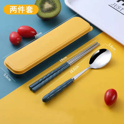 Lazdelės Šaukštai Nerūdijančio plieno nešiojamųjų stalo reikmenų rinkiniai studentams Trijų dalių vaikiškų šakučių rinkiniai Vieno biuro reikmenys