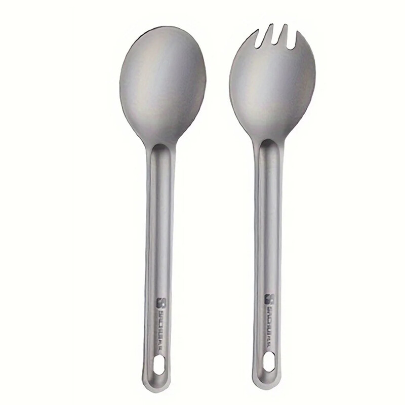 Kempings Titanium Spork Spoon Outdoor Vieglie dakšu galda piederumi Portatīvie piknika pārgājieni Ceļojoši īpaši vieglie trauki 1 gab.