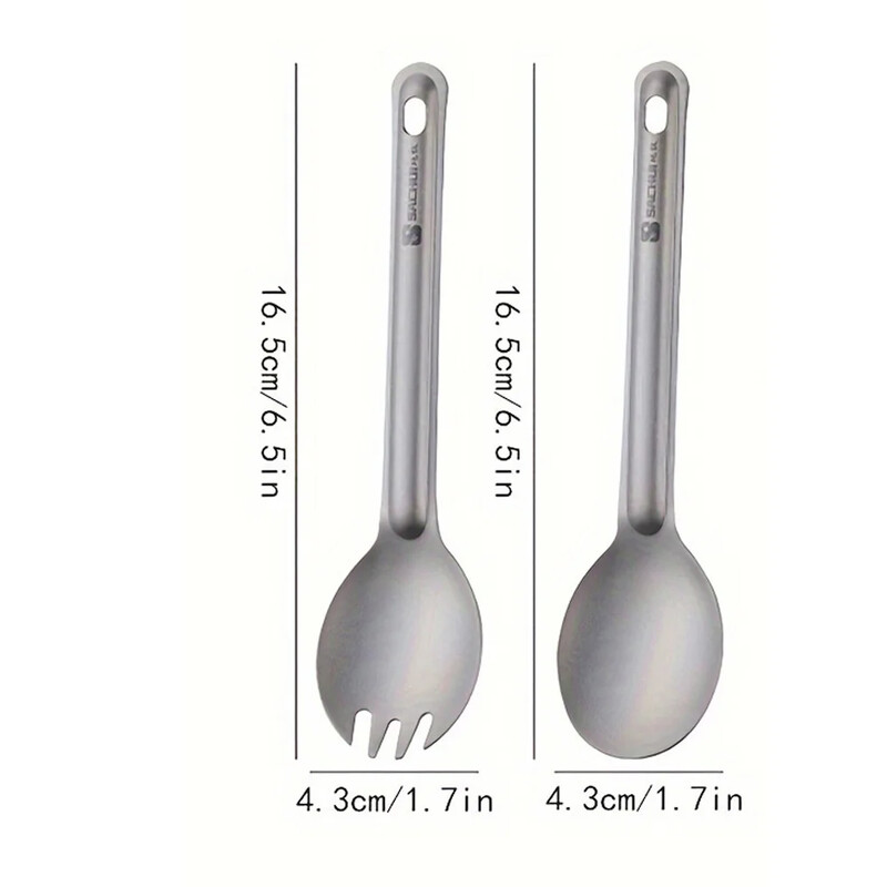Kempings Titanium Spork Spoon Outdoor Vieglie dakšu galda piederumi Portatīvie piknika pārgājieni Ceļojoši īpaši vieglie trauki 1 gab.