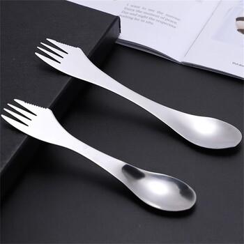 Spork Titanium Spoon Piknic Ταξιδεύοντας σε κάμπινγκ Επιτραπέζια σκεύη μαγειρικής Spork Ultralight Παιδικά Πικ-νικ Εξοπλισμός Πεζοπορίας