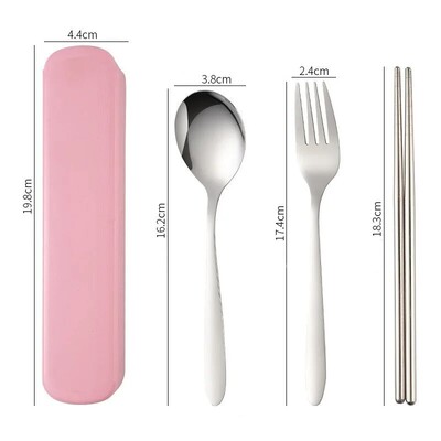 Set de tacâmuri de camping pentru călătorie Veselă portabilă Bețișoare din oțel inoxidabil Linguriță Furculiță Cuțit pentru friptură cu carcasă de depozitare